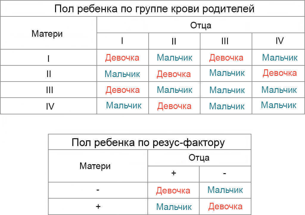 Как по группе крови родителей определить пол ребенка